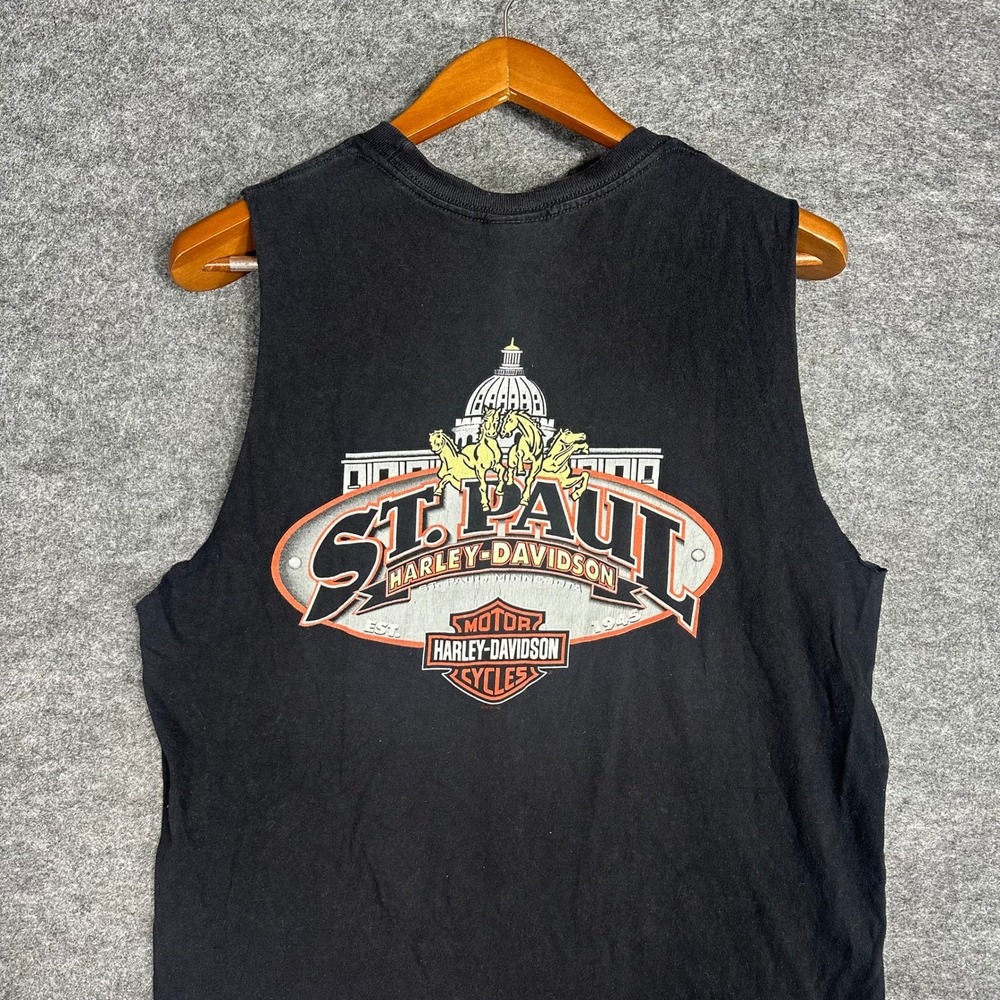 Harley Davidson Joker Clown Shirt St Paul Mens Black‎ Cut Sleeve Tank Top Large - Picture 4 of 14